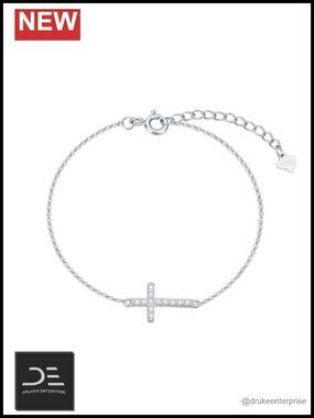 Sterling Silver Natural Diamond Cross Bracelet for Women Christian Jewelry